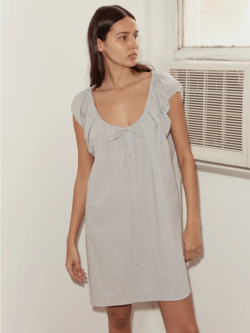 Deiji Studios Capped Sleeve Dress in Dream Stripe